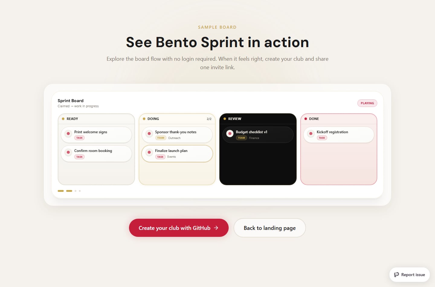 Bento Sprint — screenshot
